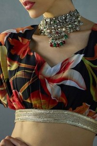 Floral Printed Cotton Traditional <b>Lehenga</b> Choli <b>Women</b> Indian Pakistani Clothing Fancy Two Piece Dress for Wedding Diwali Party - Product Image 3