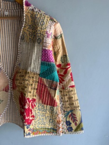 Veste matelassée patchwork pour femme, en coton, broderie à la main, manches longues, style automne, longueur normale, cadeau pour elle - Product Image 3