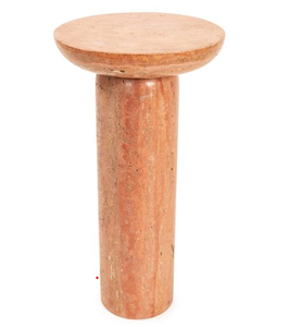 Natural Stone Console <b>Table</b> <b>Round</b> Top Pedestal <b>Side</b> <b>Table</b> Marble Accent <b>Table</b> for Entryway Living Room - Product Image 1