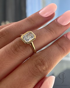 Gorgeous Radiant Cut Diamond Solitaire Ring For Unisex Lab Grown 3.03CT With 14K Solid Gold Engagement <b>Party</b> Gift For Girlfriend - Product Image 3