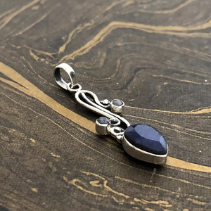 Pendentif en pierre de lapis en forme de larme, bijou artisanal en argent 925 pour un usage quotidien unisexe - Product Image 2