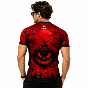 High Quality Halloween T Shirt <b>Men</b> Black Red 3D Pumpkin Haunted Castle Bat Graphic Printed Short Sleeve Casual Streetwear Party - Product Image 4