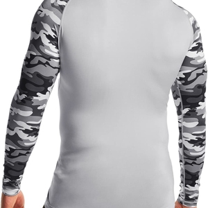 Unisex Full Sleeve Rash Guard Compression <b>Top</b> Gray <b>Camo</b> Print Anti-Uv Breathable 180g Sportswear Athletic Fit - Product Image 2