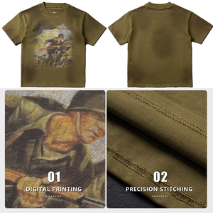 Camisetas Casuales para Hombre, Estilo Vintage con Lavado Ácido, Cuello Redondo Personalizado, Hombros Caídos, Manga Corta, Algodón - Product Image 5