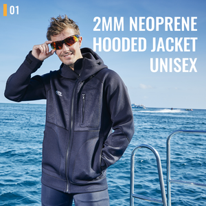 Chaqueta con Capucha de Neopreno de 2mm, Personalizable OEM/ODM, Negra/Geométrica, para Surf, con Cremallera YKK y Bolsillo para Teléfono Inteligente - Product Image 2