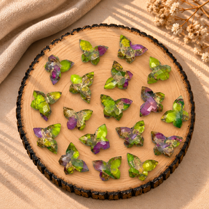Perles de pierres précieuses facettées en turquoise cuivrée vert néon et violet papillon 14x10mm pour la fabrication de bijoux, fournitures en gros - Product Image 6
