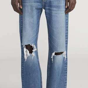 Jeans déchirés au design moderne, coupe slim, tissu extensible doux, couleur unie, service OEM pour les acheteurs en gros. - Product Image 3