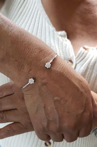10K Gold Lab Grown Diamond Beaded <b>Bracelet</b> Bezel Setting for Women | Luxury Trendy Flower Design Zinc Alloy Gold Plated Bridal - Product Image 3