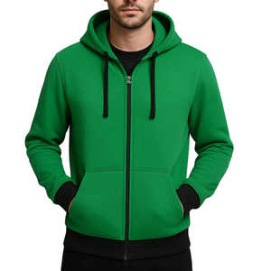 Oferta especial de Año Nuevo y Sudadera con capucha y cremallera completa de primera calidad, 100% algodón, color sólido, de alta calidad, informal, para hombre. - Product Image 3