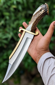 Handmade Damascus Steel Bowie Knife with <b>Leather</b> Sheath Full Tang Custom Hunting Knife Razor Sharp Survival & Camping Blade - Product Image 2