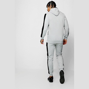 Men's Gray And Black Color Blocking <b>Tracksuit</b> Hooded Full Sleeve Zipper Sweatshirt And Pants Set Regular Fit Paneled <b>Tracksuit</b> - Product Image 5