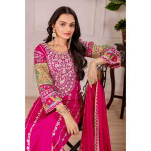 Ensemble de salwar kameez pour femmes, vêtements de soirée, avec des travaux de miroir réels - Product Image 5