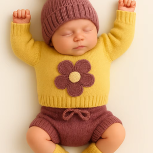 Ensemble de vêtements pour bébé en tissu tricoté, vêtements pour nourrissons offrant une protection thermique pendant l'hiver, production avec marquage personnalisé - Product Image 1