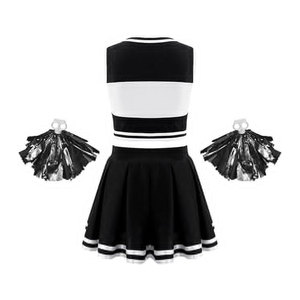 Uniforme de pom-pom girl pour femmes, vente en gros, logo personnalisé par sublimation, tissu polyester, haut dos nageur, jupe trapèze, costume d'équipe scolaire - Product Image 4