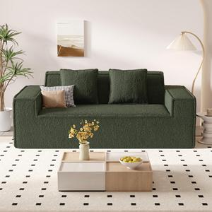 Canapé de salon minimaliste en tissu velours Teddy, mousse haute densité, confortable pour une assise prolongée - Product Image 3