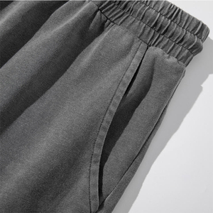 Men's Eco-Friendly Breathable Solid Gray Quick Dry Canvas Drawstring Shorts with Pockets Casual Mid Waist Polyester Short Length - Product Image 4
