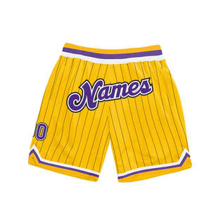 Shorts de basket personnalisés à rayures fines pour hommes, avec nom et numéro brodés, en mesh, vente en gros - Product Image 4