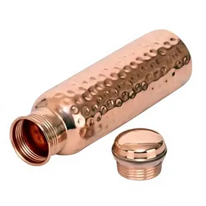 ขวดน้ำทองแดงตกแต่งลายตอกแบบพกพาสำหรับเดินทางพร้อมดีไซน์ลูกปัด - Product Image 3