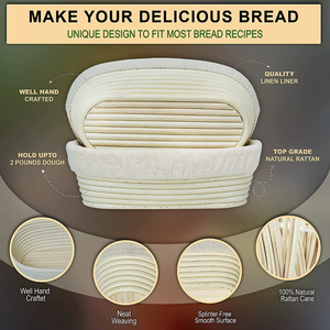 Panier de levage professionnel en rotin écologique pour pain au levain avec doublure, outils de boulangerie personnalisables, vente en gros - Product Image 5