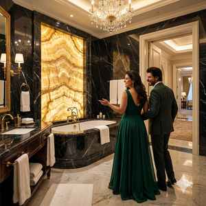 กระเบื้องแกรนิตสีดำลายคลื่นทะเล ทนทาน คุณภาพดี สำหรับตกแต่งผนังอาคารพาณิชย์และผนังภายนอก มีจำหน่ายแล้ว - Product Image 1