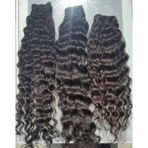 Extensions de cheveux humains de qualité supérieure, semi-bouclés, entièrement bouclés, couleur noire, longueur courte, longueur longue, bouclés naturels noirs - Product Image 4