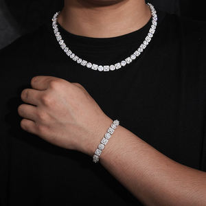 Luxury Women's 925 Silver Rhodium Plated Diamond <b>Bracelet</b> Round Brilliant Cut Geometric Chain Link Wedding Jewelry - Product Image 3