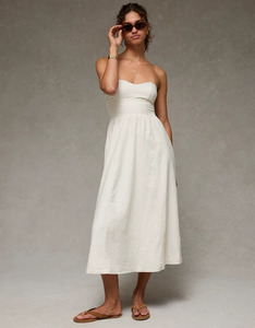 Elegant Strapless Maxi Dress In <b>Cream</b> Color Sheath Silhouette Fitted Formal Wear Woven Fabric 2026 Summer Dress - Product Image 1