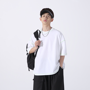 Wholesale 100%Cotton Oversized High Quality 230grams Round Neck T-shirts Drop-shoulder Loose Style Custom logo Oversized <b>Tshirt</b> - Product Image 5