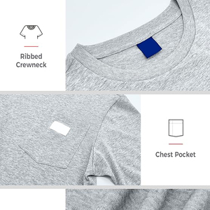 T-shirt à manches courtes gris chiné, coupe classique, col rond, jersey de coton, couleur unie, logo brodé sur le devant - Product Image 3