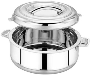 Casserole traditionnelle indienne en acier inoxydable avec couvercle lourd pour conserver les chapatis, le dal, le riz et autres plats faits maison - Product Image 1