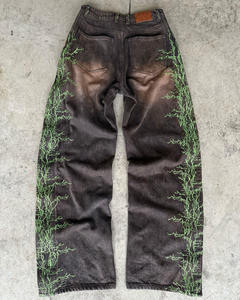 Hot Selling Custom Men's Straight Jeans Casual Denim Stretch Pants 100% Organic Cotton Stonewashed Embroidery Winter OEM Service - Product Image 5
