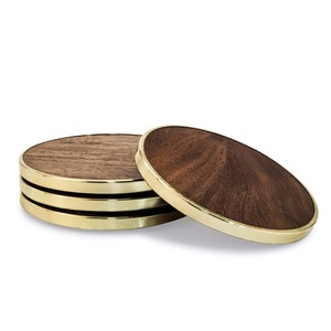 Handcrafted Round Asian Zen Wooden Coaster Set Natural Wood Drink <b>Mats</b> 33cm Diameter for Coffee Tea <b>Beer</b> Wine and Cold Beverages - Product Image 3