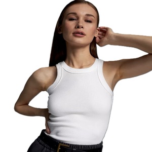 Elegante Camiseta sin Mangas de Algodón Acanalado, Suave y Elástica, Esencial para el Verano, Camiseta de Algodón Acanalado Simple, Informal, Transpirable, Estilo Diario - Product Image 4