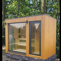 Harga Terbaik Set Sauna dan Shower untuk 4-5 Orang, Kamar Mandi Sauna Kayu yang Dapat Disesuaikan, Sauna Luar Ruangan, Kombinasi Shower dan Sauna