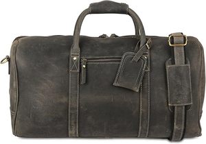 Unisex Leather Weekender Duffle Bag Large Capacity Zipper Closure Vintage Style Travel Bag <b>Soft</b> Handle - Product Image 2