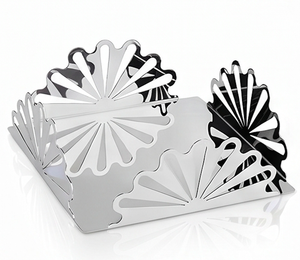 Porte-serviettes en métal moderne avec design en forme d'éventail, boîte à mouchoirs autoportante pour utilisation sur table et en cuisine - Product Image 1