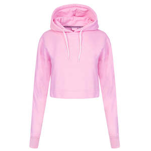 Sudaderas con capucha coreanas de algodón recortadas al por mayor para mujer, sudaderas con capucha de punto liso negro polar claro personalizadas - Product Image 4