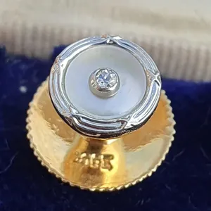 Bouton de chemise de luxe en moissanite taillée, en argent sterling 925, or blanc, jaune, rose, couleur E/F, pureté VVS VS, taille personnalisée, bijou cadeau pour fête - Product Image 4