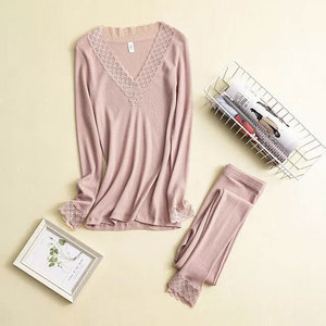 Nuevo Conjunto Térmico de 2 Piezas para Mujer, 100% Algodón, Tejido Waffle Grueso, Transpirable, para Invierno y Fitness, Cuello Redondo - Product Image 4