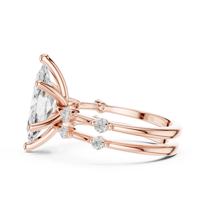 แหวนเพชรทรงมาร์คีส์ 2.50 กะรัต รับรองโดย IGI ผลิตในห้องปฏิบัติการ ดีไซน์หรูหราทันสมัย พร้อมแหวนคู่สำหรับงานหมั้นและงานแต่งงานของผู้หญิง - Product Image 4