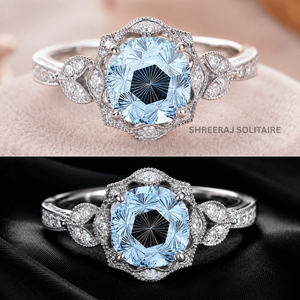 SHREERAJ SOLITAIRE - Diamante Cultivado en Laboratorio con Corte Escalonado, 1 Quilate, Certificado IGI, Color Azul Intenso, Corte Hexagonal para Joyería - Product Image 3