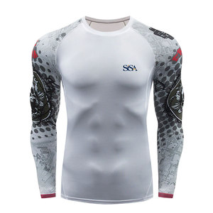 Camisetas de Compresión para Hombre, de Secado Rápido, Transpirables, con Protección UV, Tejido Elástico Ecológico, Ropa Deportiva para Entrenamiento - Product Image 1