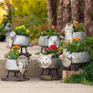 Jardinière galvanisée durable pour jardin extérieur, balcon, terrasse, patio, pépinière, décoration et culture de fleurs et plantes - Product Image 1