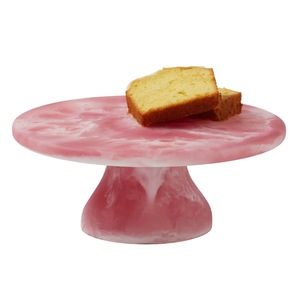 Support à gâteau en résine marbrée verte et blanche, non toxique, rond, pour présentation de desserts - Product Image 3