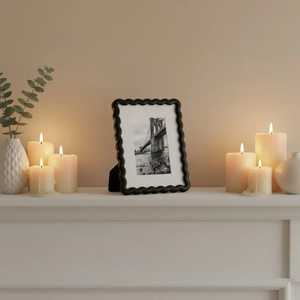 Modern <b>Black</b> Scalloped Picture <b>Frame</b> Wavy Edge Tabletop Photo <b>Frame</b> Minimalist Contemporary Home Office Desk Display Art <b>Frame</b> - Product Image 1
