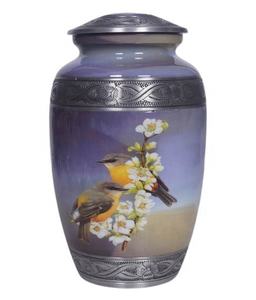 Urne funéraire religieuse en métal pour cendres d'adultes, modèle classique, couleur violet argenté, pour embaumement - Product Image 1