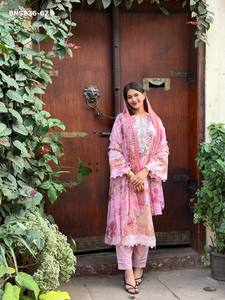 Nuevo Conjunto de Salwar Kameez y Dupatta de Algodón con Estampado y Bordado, Compra en Línea en India - Product Image 3