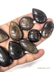 Obsidienne naturelle œil de feu, pierres précieuses brutes, cabochons, formes et tailles variées, environ 20 à 30 mm - Product Image 2