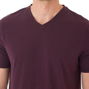 Camiseta Retro de Manga Corta con Cuello en V para Hombre, Estilo Europeo Americano, Rayas en Contraste, Color Sólido, Diseño Transfronterizo - Product Image 4