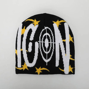 Bonnet en tricot personnalisé à motif lettres, style urbain unisexe, bonnet d'hiver 56-58CM, acrylique, chaud, marron et noir - Product Image 6